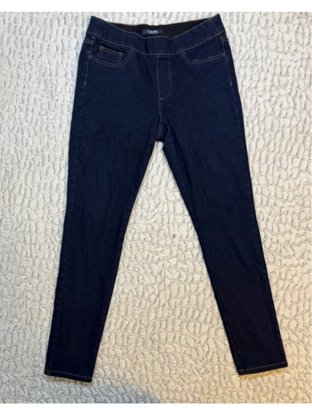 Chaps Women’s Skinny Jeans Blue Dark Wash Slim Fit 5-Pocket Zip Size M